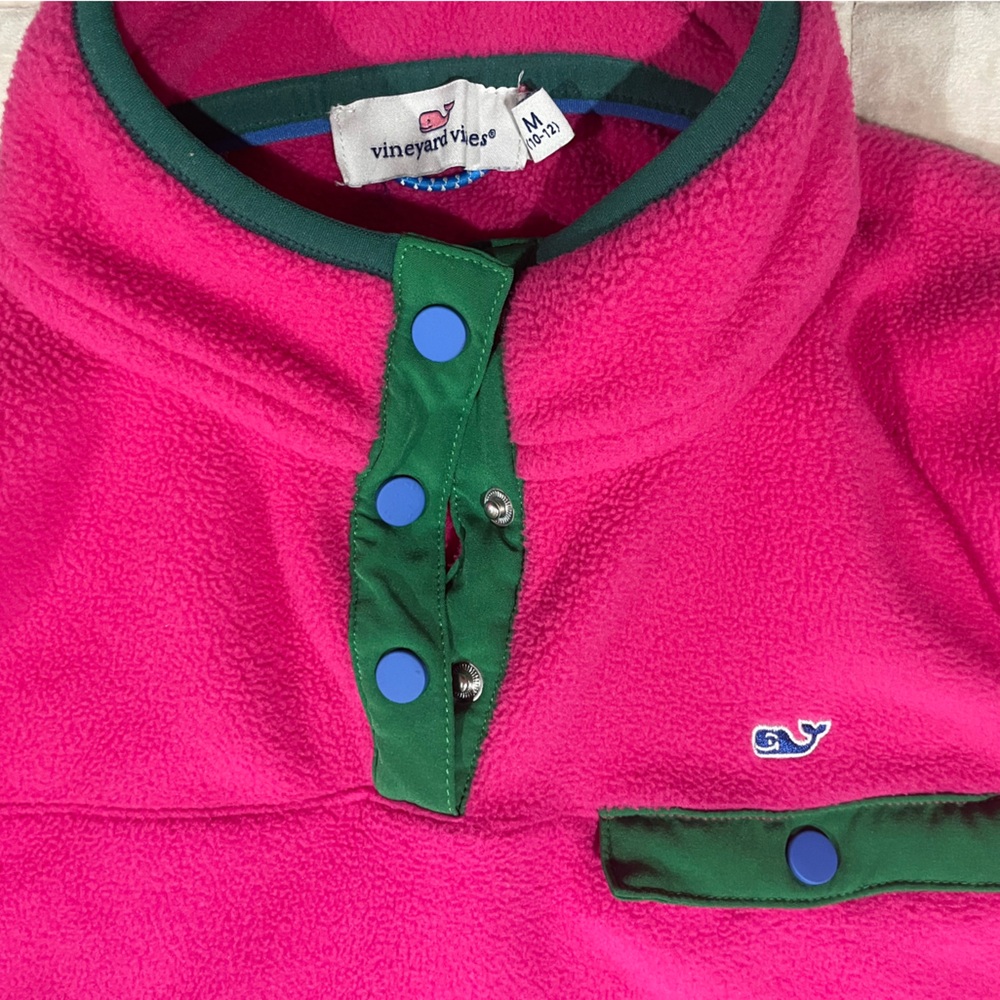 Vineyard Vines Girls Pink Fleece Shirt-size M (10-12)